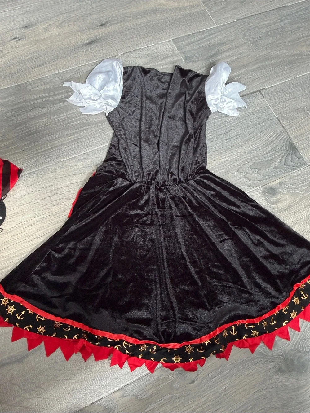 Kids Pirate Costume Dress with Red and Black Stripes 10-12 years old